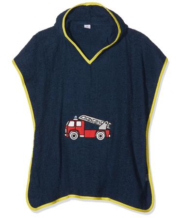 Playshoes Unisex Children's Terry Cloth Poncho Bathrobe Towel S (up to approx. 4 years) Fire Brigade