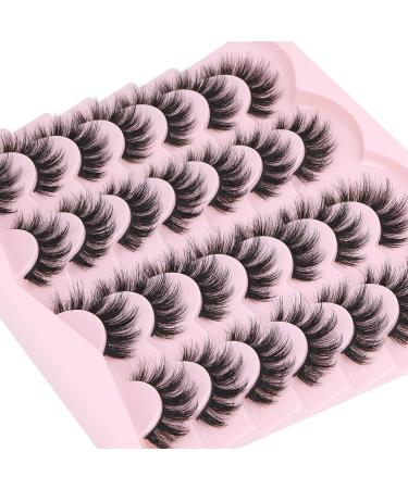 Fluffy Mink Wispy False Eyelashes 14 Pairs - FANXITON Natural Lashes (6B) - 16mm - Buy Online on GoSupps.com