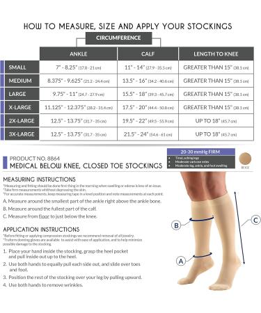 Truform 20-30 mmHg Compression Stockings for Men & Women | Knee High Closed Toe Beige | Small Size (1 Pair - Buy Online on GoSupps.com