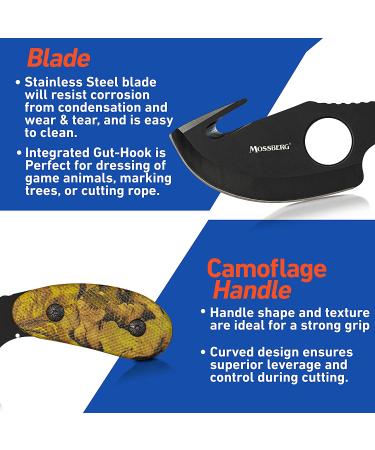 Mossberg Fixed Blade Skinning Knife with Gut-Hook for Hunters & Outdoors- All-in-One Tool - Buy Online on GoSupps.com