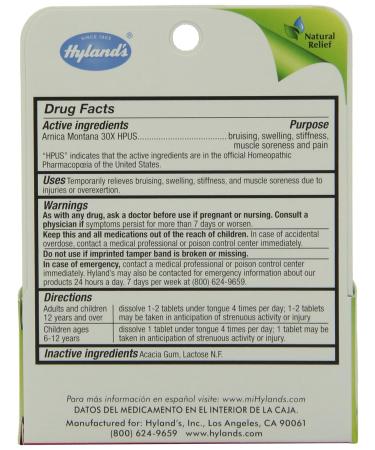 Hyland's Arnica Tablets 30X | Natural Homeopathic Pain Relief & Bruising - 50 Count (Pack of 6) - Fast International Shipping - Buy Online on GoSupps.com