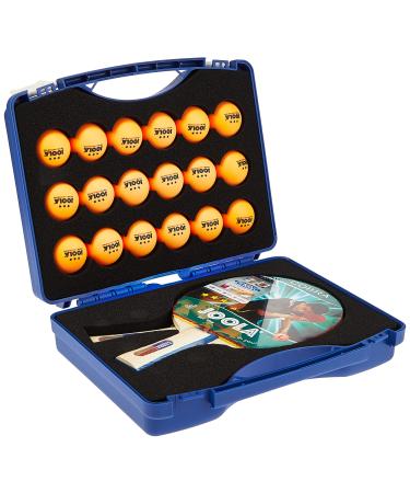 JOOLA Tour Carrying Case - Ping Pong Paddle Case with 18 40mm 3 Star Competition Ping Pong Balls and Space for Storing 2 Standard Table Tennis Rackets - Durable High Density Case with EVA Foam Lining Tour Case w/ Rackets and Table Tennis Balls