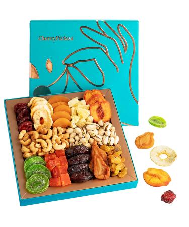 Dried Fruit & Nuts Gift Basket - Father's Day Birthday Prime Gift Ideas for Dad - Gourmet Vegan Food Box with CherryPicked Assortment - Perfect Delivery for Husband, Grandpa, Stepdad, Men, Him from Daughter, Wife, Son, and Kids - Buy Online on GoSupps.com
