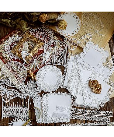 30 PCS Vintage Scrapbooking Paper Cutout Lace Scrapbook Paper Journaling Decorative Paper Aesthetic Scrapbooking Paper for Bullet Journals Junk Journal Planners Art Craft Picture Frames