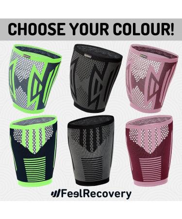 FEEL RECOVERY 2 Compression Bandage for Knee & Thigh Pain Relief | Breathable Non-Slip Support for Muscle Tears & Cramps - Unisex - S Bordeaux - Buy Online on GoSupps.com