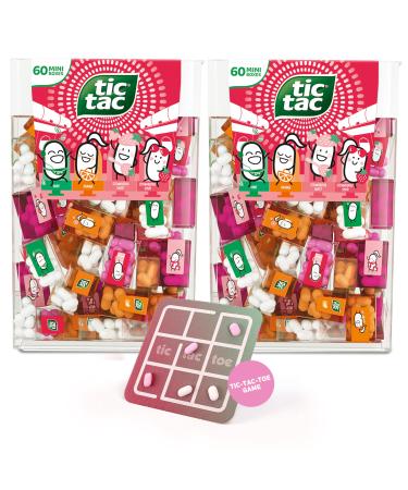 Tic Tac Strawberry Mix Lot de 2 60 Mini-Bo tes par Pack (4 Saveurs) + Jeu de Morpion 120 Mini Bonbons pour Anniversaires Sachets Cadeaux Bars Bonbons & F tes d Enfants