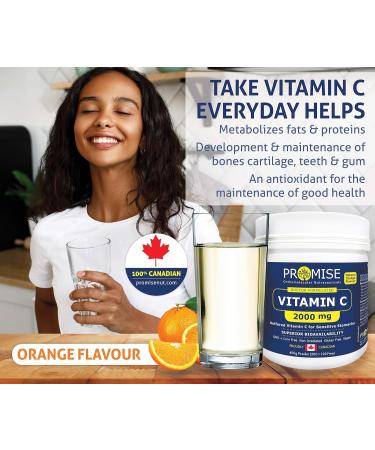 Promise Buffered Vitamin C Powder Orange Flavor-2000mg 400g 80 Day Supply Easy On The Stomach Made in Canada - Buy Online on GoSupps.com