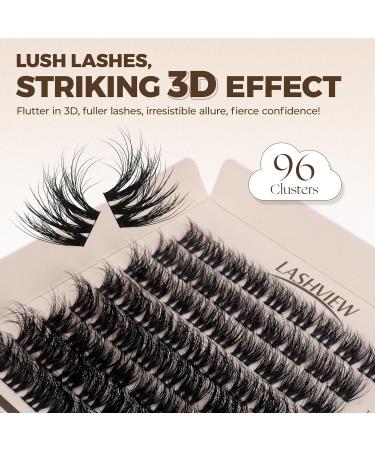 LASHVIEW 3D Wispy Cluster Lashes - Reusable Multilayered Eyelash Extensions (10-16mm) | Fluffy DIY Eyelash Clusters for Stunning Volume - Buy Online on GoSupps.com