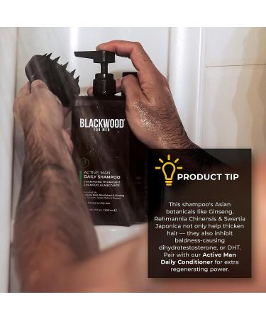 Blackwood For Men Active Man Daily Shampoo - Vegan & Natural Thickening Shampoo - Ginseng & Aloe Vera - Sulfate & Paraben Free - 17 Oz - Buy Online on GoSupps.com