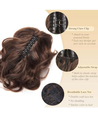 Shop Gairyan 30cm Long Curly Ponytail Extensions - Dark Brown & Dark Auburn Claw Clip Synthetic Hair for Women - Buy Online on GoSupps.com