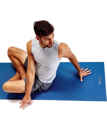 Gaiam Essentials Premium Yoga Mat with Carrier Sling - 72 L x 24 W x 1/4 Thick - Navy - Buy Online on GoSupps.com