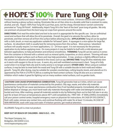 HOPE'S 100% Pure Tung Oil  Waterproof Natural Wood Finish and Sealer  128 Fl Oz One  128 Fl Oz One  128 Fl Oz - Buy Online on GoSupps.com