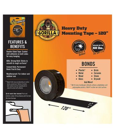 Gorilla Heavy Duty  Extra Long Double Sided Mounting Tape  1 x 120  Black  (Pack of 1) 1 - Pack Tape - Buy Online on GoSupps.com