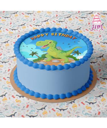 J & M Deco Edible Cake Topper - Dino Motif Birthday Decoration - Fondant Cake Toppers - 20cm Dinosaur Theme - Perfect for Celebrations - Buy Online on GoSupps.com