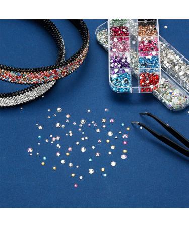 4488 Pieces Nail Art Rhinestones Crystal Flatback with Tweezers - Colorful AB Color & Clear Rhinestones for Nails, Clothes, Shoes, Bags Decoration - Buy Online on GoSupps.com