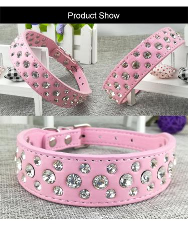 Newtensina Pets Collar Bling Puppies Collar Cute Dog Collar with Diamante for Girls - Pink - S S Pink - Buy Online on GoSupps.com
