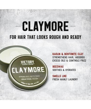 Victory Barber & Brand Claymore Pomade - Strong Hold Matte Finish for Men | USA Made Low Shine Perfect for Rough & Ready Styles - Buy Online on GoSupps.com