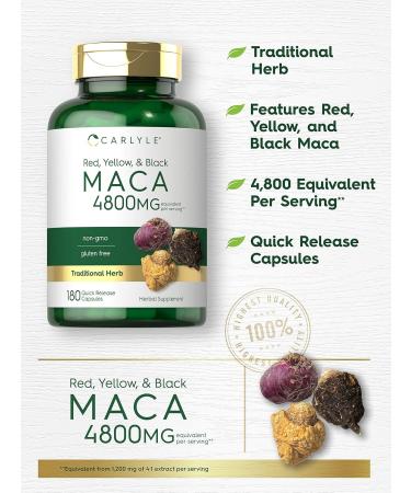 Carlyle Maca Root Capsules for Women & Men | 180 Count | High Potency Extract | Non-GMO & Gluten Free Supplement - Buy Online on GoSupps.com