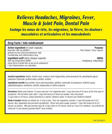 Advil Extra Strength Ibuprofen Pain Relief Liquid-Gels Fast Acting Pain Relief for Migraine Back Neck Joint and Muscle Relief 400mg (24 Count) 24 Count (Pack of 1) Pain Relief Liquid-Gels - Buy Online on GoSupps.com