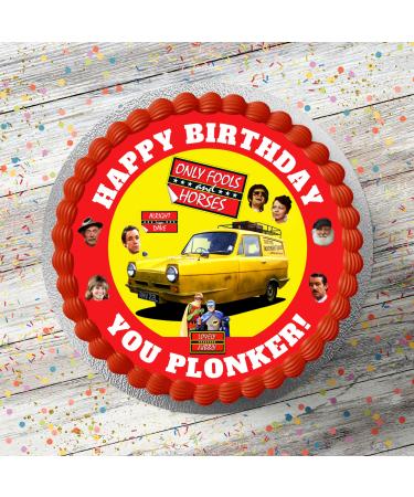 Only Fools And Horses Themed Pre Cut Edible Icing Cake Topper 7.5 Inch Round Cake Decoration