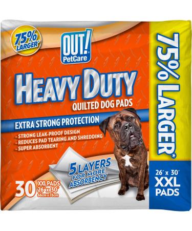 OUT! Heavy Duty XXL Dog Pads | Absorbent Pet Training and Puppy Pads | 30 Pads | 26 x 30 Inches