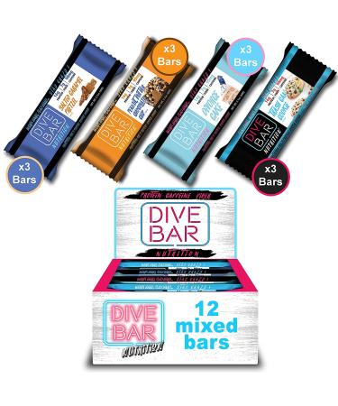 Dive Bar Nutrition Caffeinated Protein Cookie Bars - Variety Pack of 12 Bars - Fuel Your Life with Good Taste - Buy Online on GoSupps.com