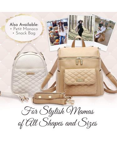 Monaco Diaper Bag Backpack by Luli Bebe - Chic Vegan Leather (Pearl White) - Buy Online on GoSupps.com