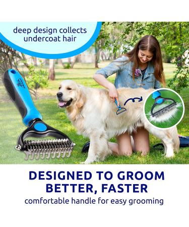 Pat Your Pet Deshedding Brush - Double-Sided Undercoat Rake for Dogs & Cats - Shedding Comb and Dematting Tool - Blue - Buy Online on GoSupps.com