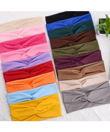 Feqo 18-Piece Elastic Hair Bands for Women - Stylish Headbands & Turbans in 18 Classic Colors for Yoga Sports & Fitness - Buy Online on GoSupps.com