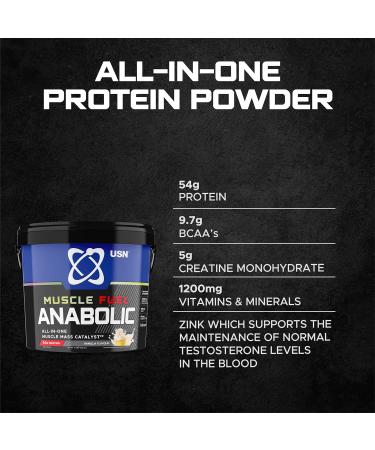 USN Muscle Fuel Anabolic Vanilla Protein Powder Shake (4kg) - Muscle Gain & Workout Boosting Formula - 1 Pack - Buy Online on GoSupps.com