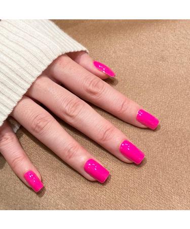 Buy Novo Ovo Neon Pink Holographic Press On Nails - Medium Angular Artificial Fingernails for Easy Application | International Shipping Available - Buy Online on GoSupps.com