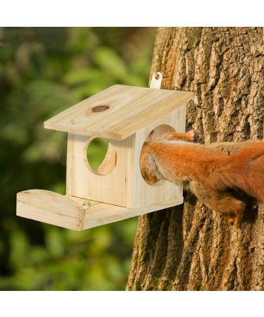 Relaxdays Squirrel Feeder House Feeding Station Box Hanging Wooden HWD: 17.5 x 14 x 25 cm Natural Spruce Wood Brown Pack of 1 - Buy Online on GoSupps.com