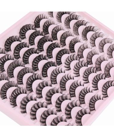 Ruairie False Eyelashes D Curl Russian Strip Lashes Natural Fluffy Fake Eyelashes Wholesale 30 Pairs 6 Styles Volume Curly False Lashes Pack H - 30 Pairs 6 Styles-2