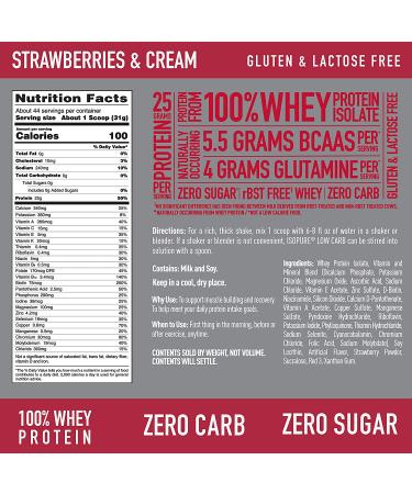 Isopure Zero Carb Protein Powder - Strawberries & Cream, 3 lb (1.36 kg) - Keto-Friendly, Low-Carb Protein Supplement - Buy Online on GoSupps.com