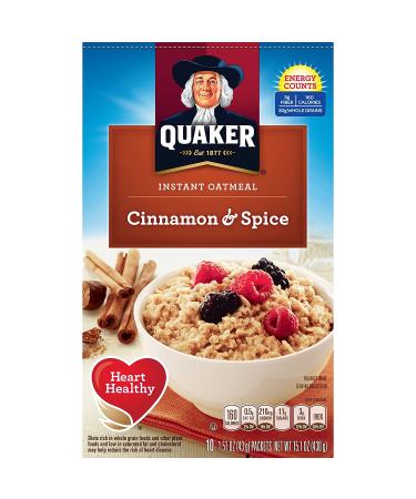 Quaker Instant Oatmeal Cinnamon & Spice 10-Count Boxes - Pack of 4 - 1.51oz Packets (40 Pack) - Buy Online on GoSupps.com