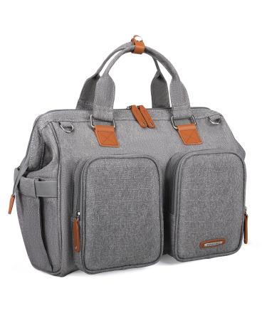 Pomelo Best Baby Changing Bag with Pram Clips and Changing Mat Embossed Grey