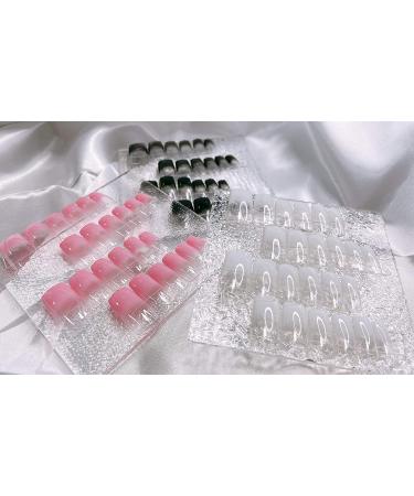 MISUD 72pcs Long Square Gradient French False Nails Natural Glossy Full Cover Press on Nail Tips - White - Buy Online on GoSupps.com