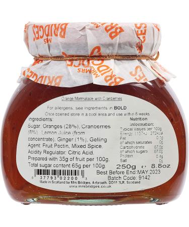 Mrs Bridges Christmas Marmalade - Orange and Cranberry Flavor (1 Jar) - Buy Online on GoSupps.com