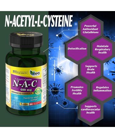 America Medic & Science NAC 600mg - Lung Health & Immune Support Supplement | N-Acetyl-Cysteine Antioxidant | 60 Capsules - Buy Online on GoSupps.com
