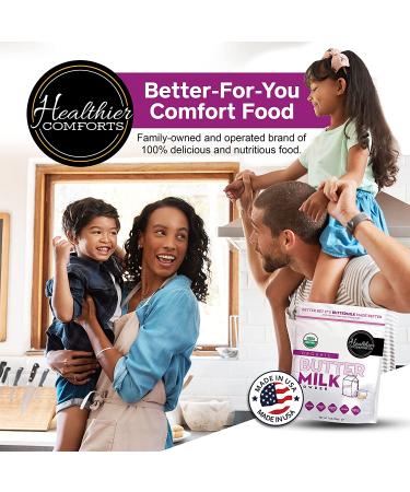 Healthier Comforts Organic Buttermilk Powder - USDA Certified, Kosher, Gluten-Free, Non-GMO - 7oz Dry Buttermilk for Baking, Biscuits & Gravy - Buy Online on GoSupps.com