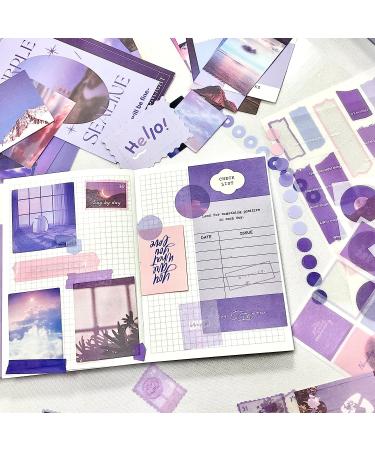 LA QUEENIE Aesthetic Scrapbook Kit 326pcs Scrapbooking Supplies Kit Art Journaling Supplies with Stationery A6 Grid Notebook Scrapbook Gift for Teen Girl Kid(Purple) purple B - Buy Online on GoSupps.com