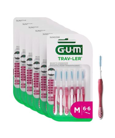 Gum Trav-Ler interdental brushes |For thorough cleaning of all interdental spacesBendable neck |Tooth cleaning and plaque removal |6 x 6 pieces (ISO size 4 1.4mm)