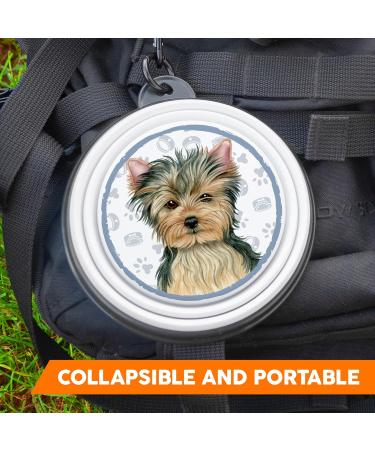 Yorkshire Yorkie Foldable Portable Dog Bowl with Carabiner Travel-Friendly Pet Food & Water Bowl - Buy Online on GoSupps.com