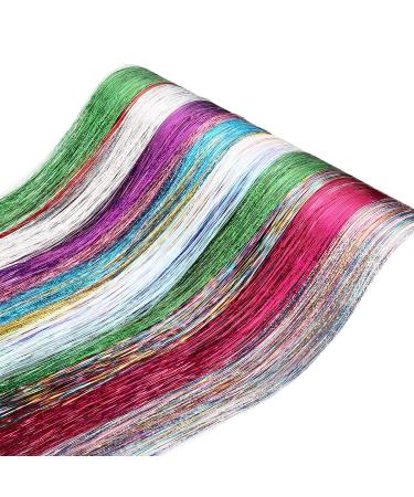 Shiny Clip-In Hair Tinsel Kit - 12 Pcs Colored Glitter Highlights for Women & Kids - Buy Online on GoSupps.com