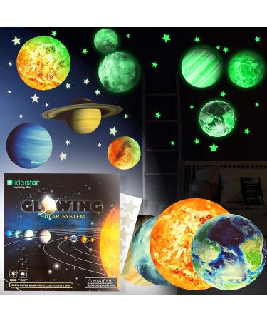 LIDERSTAR Glow in The Dark Stars and Planets Wall Stickers - Solar System Ceiling Decals for Kids Bedroom - Shining Space Decoration for Boys and Girls - Buy Online on GoSupps.com