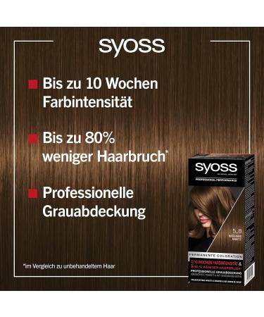 Syoss Color Coloration 5_8 Hazelnut - Permanent Hair Color (3 x 115 ml) | 10 Weeks Intensity & 70% Less Hair Break | Buy Now - Buy Online on GoSupps.com