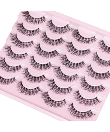 Goddvenus False Eyelashes D Curl Russian Strip Lashes Pack 3D Natural Cat Eye Lashes Wispy Fake Eyelashes Premium False Lashes Thin Cotton Band Fake Lashes 12 Pairs D curl wispy - Buy Online on GoSupps.com