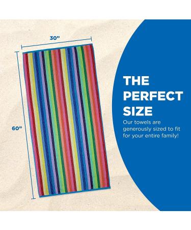 Ben Kaufman Colored Classic Multi-Color Stripe Beach Towel - Large Cotton - 30 x 60 - 4 Pack - Buy Online on GoSupps.com