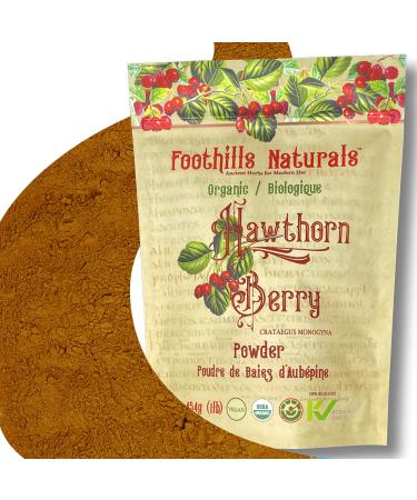 Foothills Naturals Organic Hawthorn Berries Powder - 1 Pound (454 g) 200+ Servings