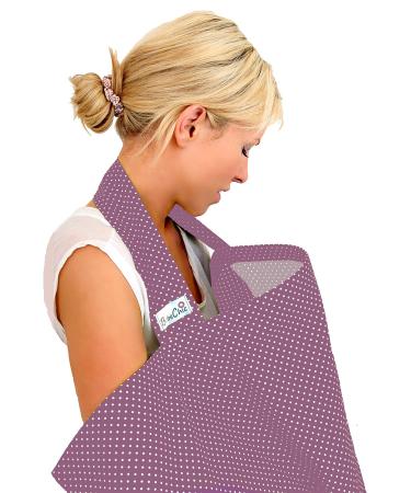 BebeChic.UK - Oeko-Tex Certified 100% Cotton - Breastfeeding Covers - Boned Nursing Tops - Plum/Ivory dot plum / white dot